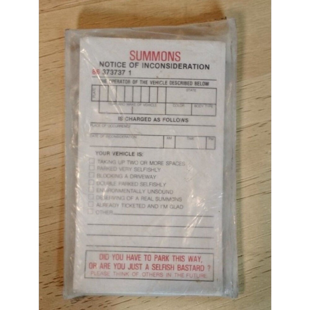 New in Bag Unique Summons Notice Parking Prank Ticket Pad